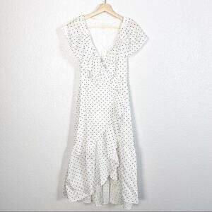 Rebecca Taylor NWT‎ Womens Birdseye Dot Clip Wrap Dress in White $495 Size 0